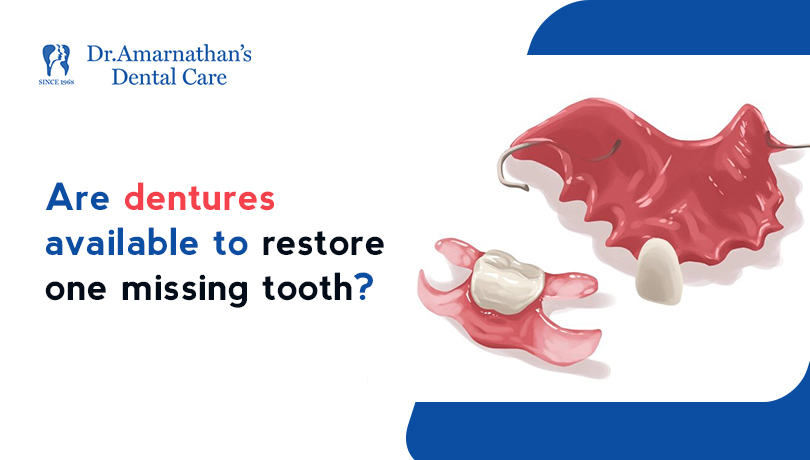 Are dentures available to restore one missing tooth?